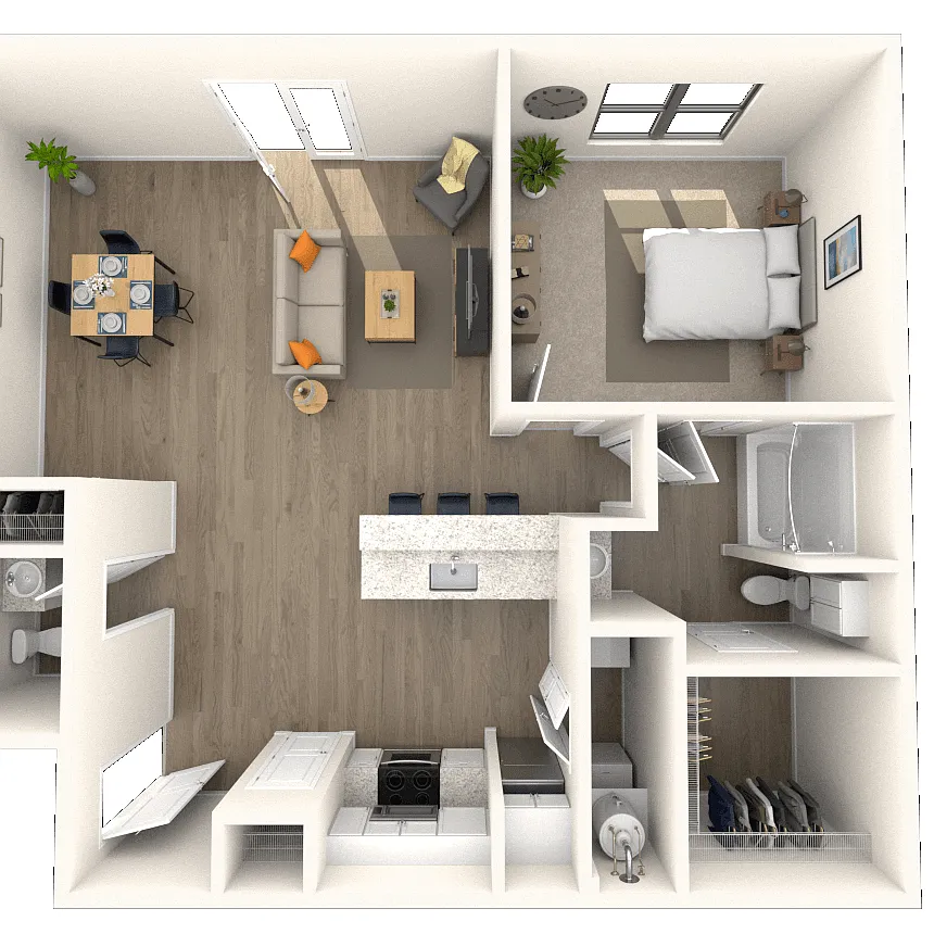 Floor plan Traditional 1x1.5 972 SF