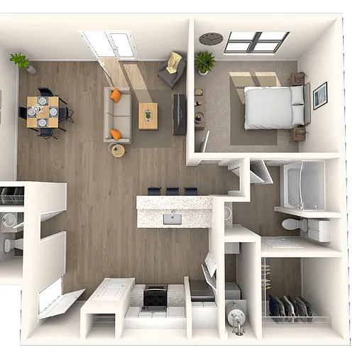 Floor plan Traditional 1x1.5 972 SF