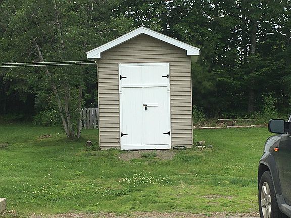 Shed is 8ft x 8ft. You supply your own lock if you wish.