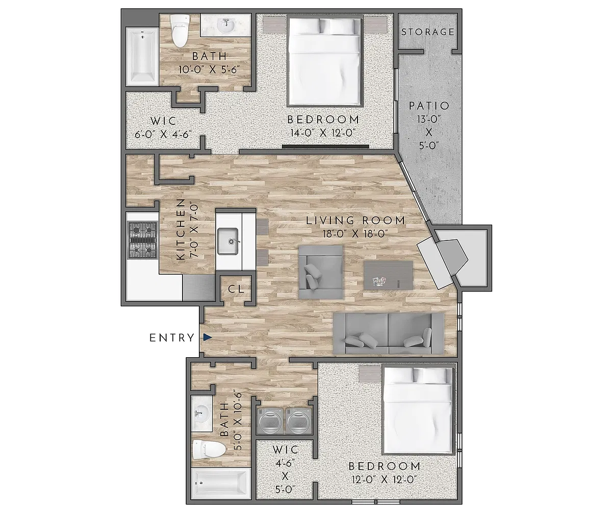 Floor plan B4-2BD/2BA
