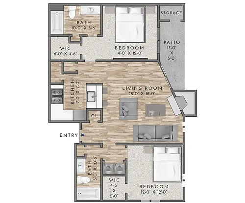 Floor plan B4-2BD/2BA