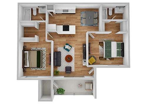 Floor plan Two Bedrooms - Two Bath