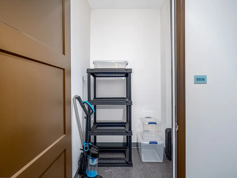Private storage spaces available for rental for added everyday convenience.