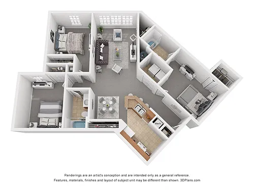Floor plan Three Bedroom Two Bath