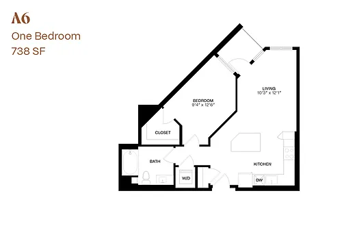 Floor plan One Bedroom A6