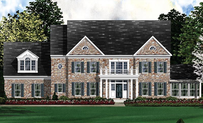 Elevation 2 - wopt. Stone Front and Side Conservatory