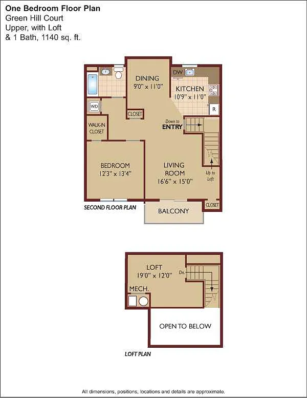Floor plan $2.08/sq.ft. - One Bedroom with Loft
