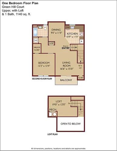 Floor plan $2.09/sq.ft. - One Bedroom with Loft