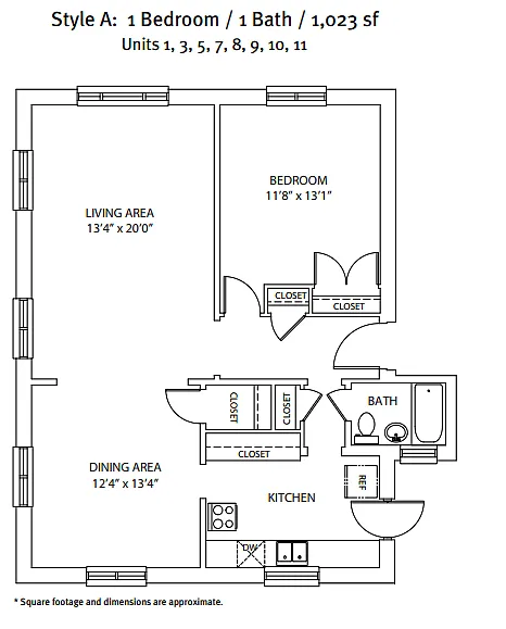 Floor plan 1 Bedroom, 1 Bath
