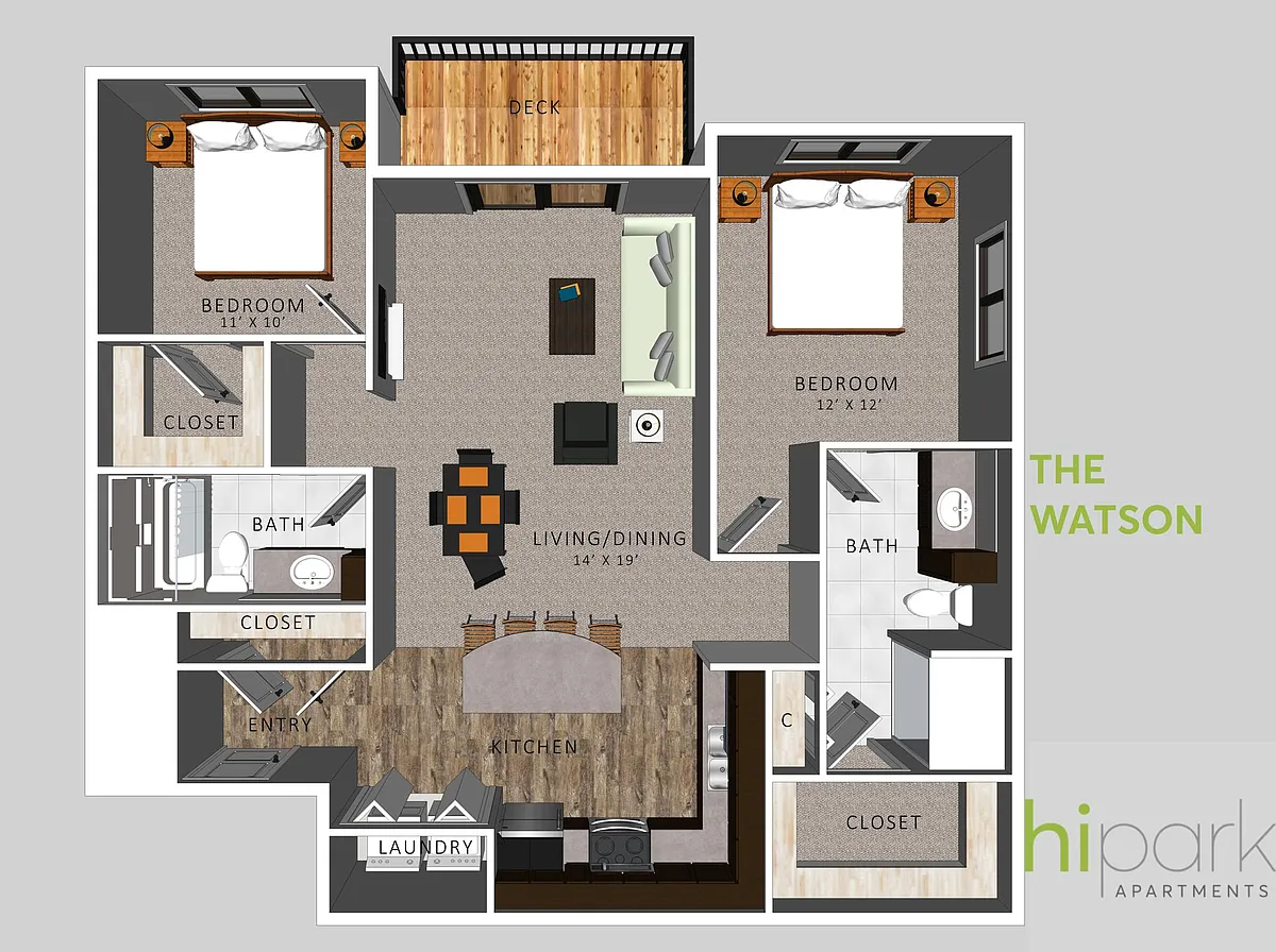 Floor plan HiPark Apartments - The Watson