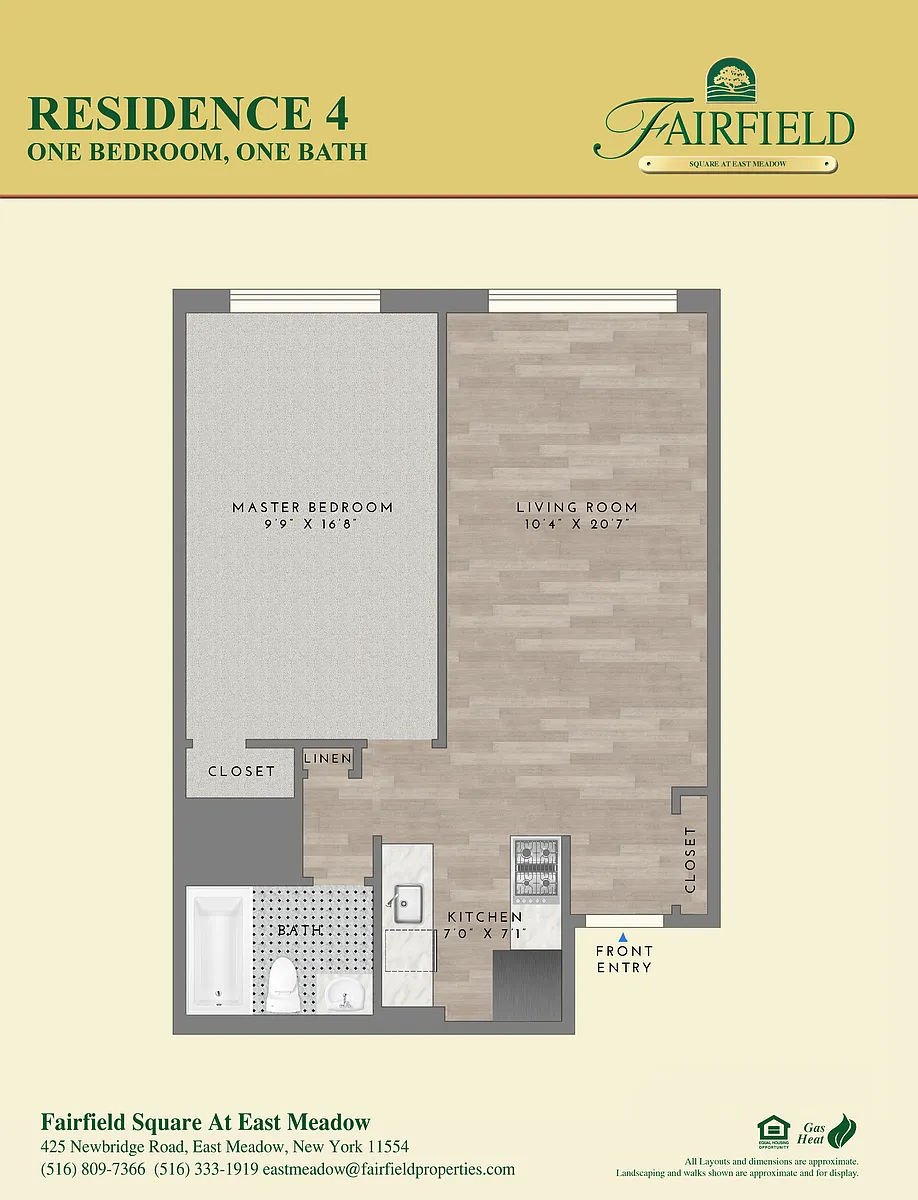 Floor plan Residence 4 One Bedroom One Bath