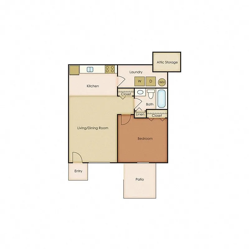 Floor plan One Bedroom, One Bath (Renovated)
