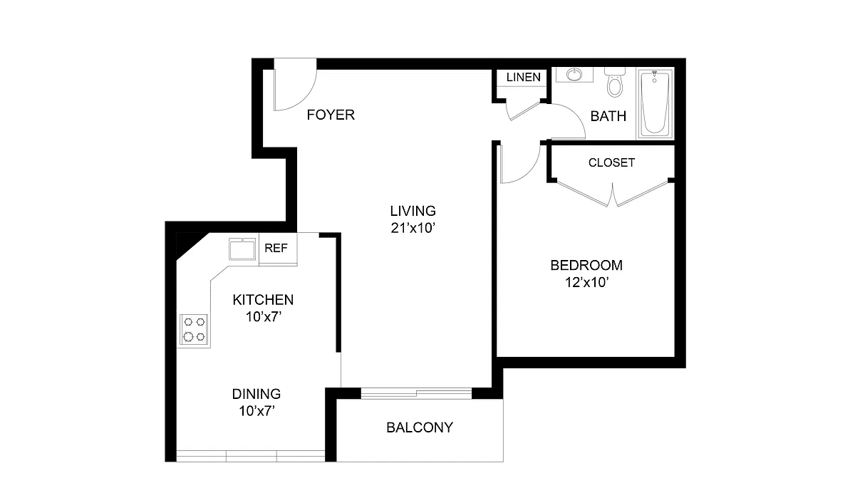 Floor plan 1 Bed 1 Bath