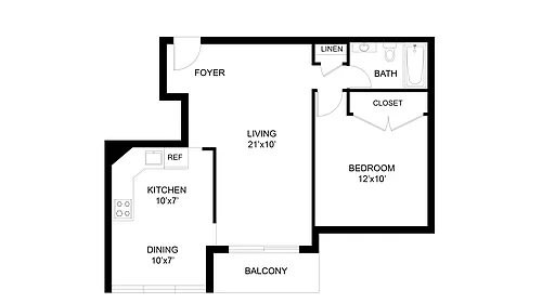 Floor plan 1 Bed 1 Bath