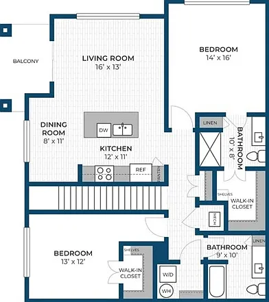 Floor Plan 2C | Seasons at Plainfield | Apartments in Plainfield, IL Floor Plan 2C | Seasons at Plainfield | Apartments in Plainfield, IL