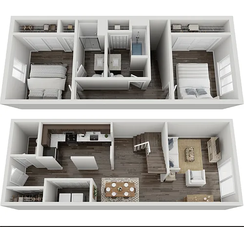 Floor plan Townhouse 2 Bed 2 Full 1 Half Bath