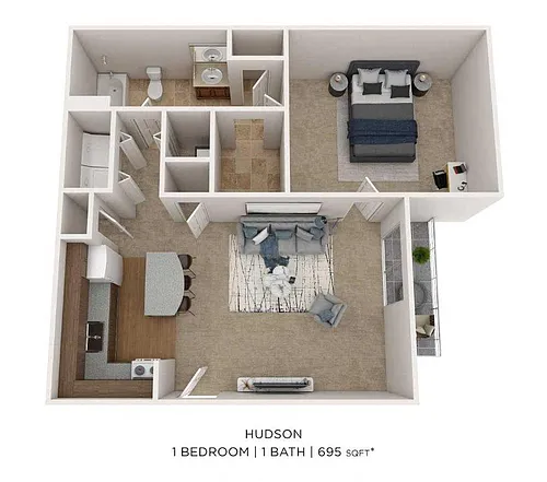 Floor plan One Bedroom- 695 sqft