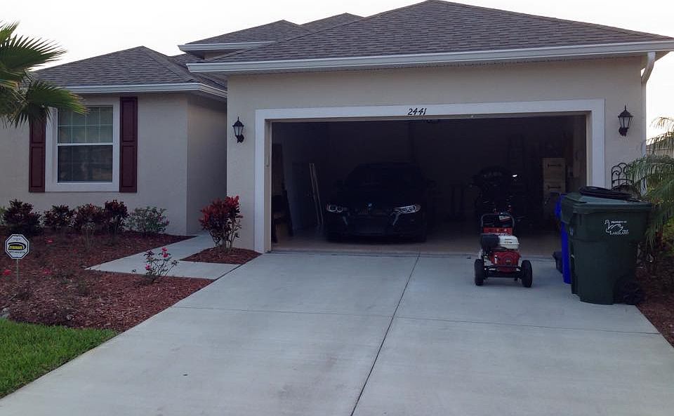 Front open 2 car garage