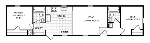 Floor plan 2 Bed 2 Bath Single Section Home
