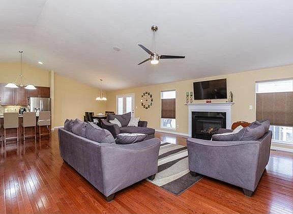 Great Room, Kitchen and Breakfast Room with Hardwood Flooring