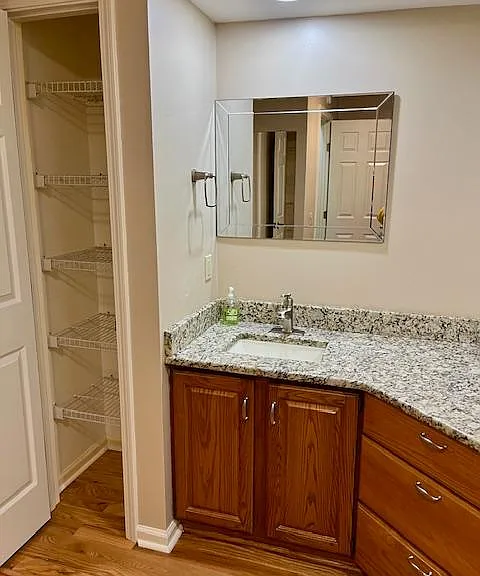 Primary bathroom has a medicine closet and a larger linen closet.