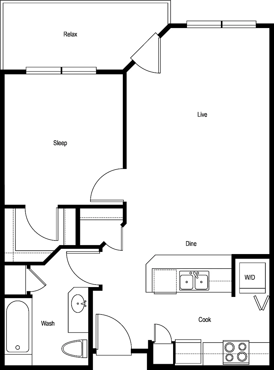Floor plan 1x1 A - Standard