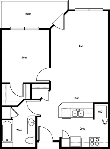 Floor plan 1x1 A - Standard