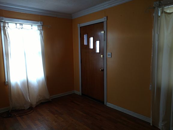 front door and living room