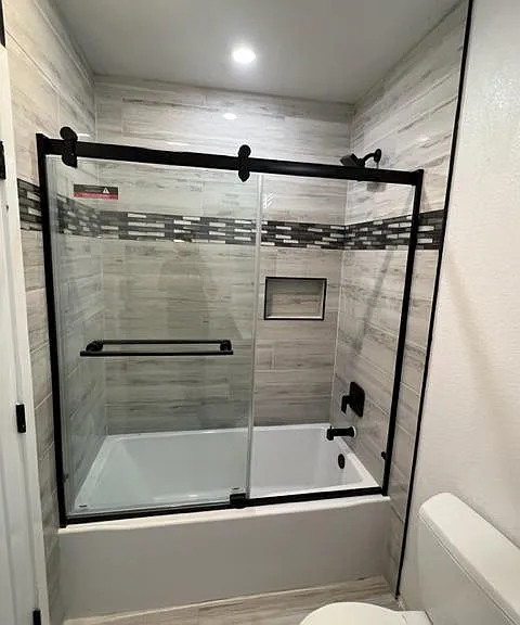All new bathroom with glass enclosure