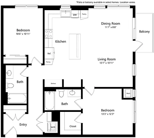 Floor plan B14 Two Bedroom