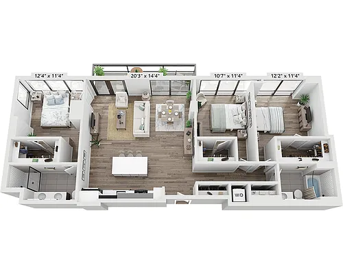 Floor plan Three Bedroom C2D