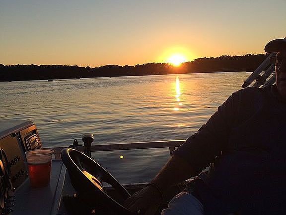 Sunset on the boat. 