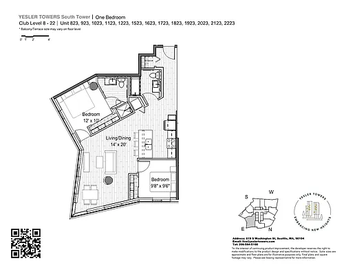 Floor plan 2x2 - Income Restricted 80% AMI