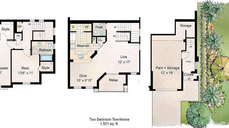 BRAND NEW 2/2.5 Townhome floorplan