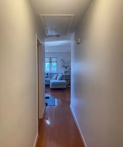 Hallway off bedroom to main living area.