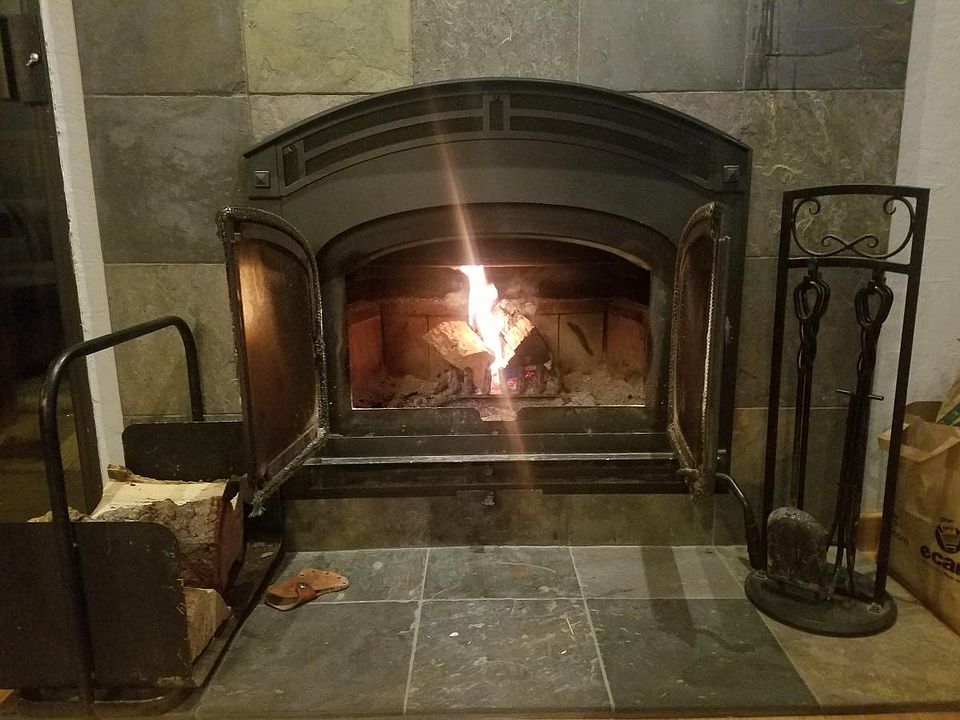 Wood burning fireplace