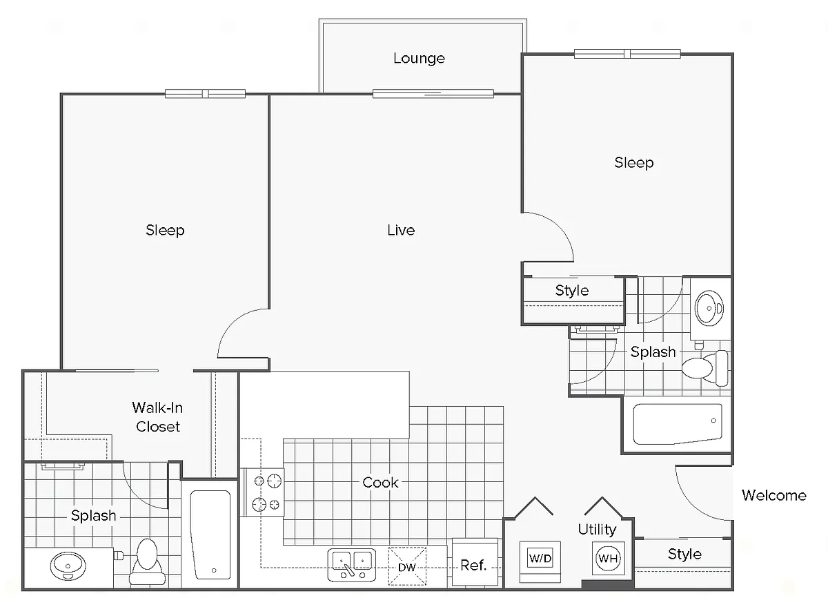 Floor plan Individual Bedroom (in a 2-bed)