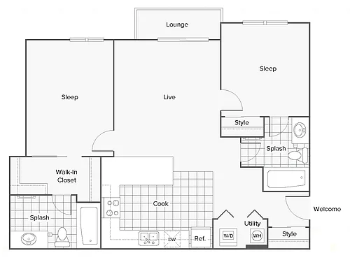 Floor plan Individual Bedroom (in a 2-bed)