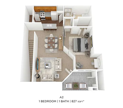 Floor plan One Bedroom-827 sqft