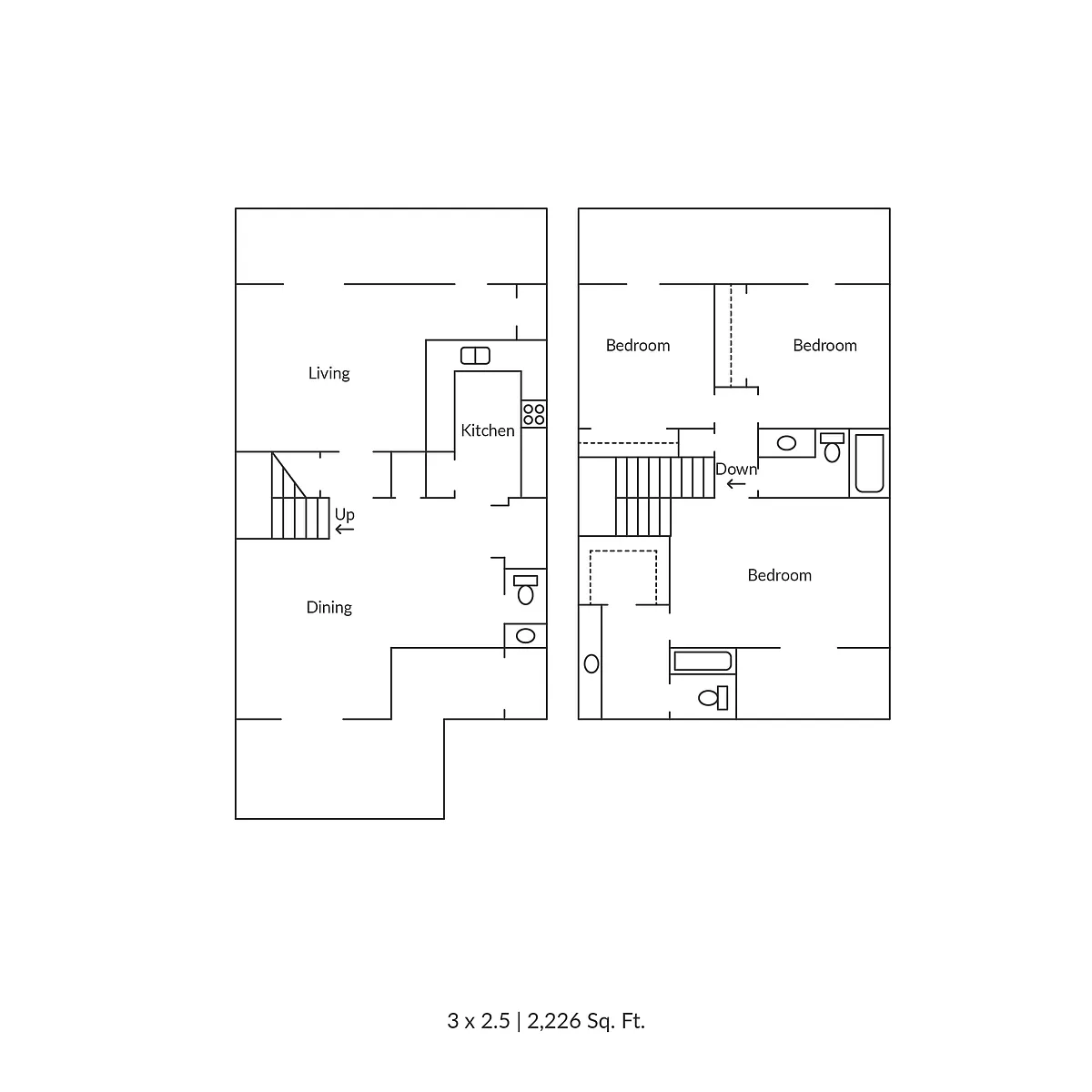 Floor plan 3 Bedroom 2.5 Bathroom