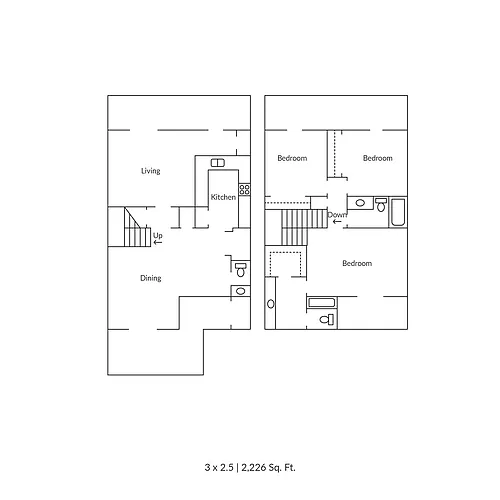 Floor plan 3 Bedroom 2.5 Bathroom