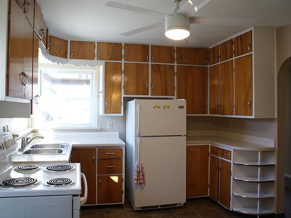 Freshly painted kitchen with LOTS of storage.