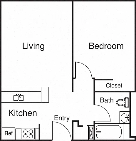 Floor plan 1 Bedroom 1 Bathroom B