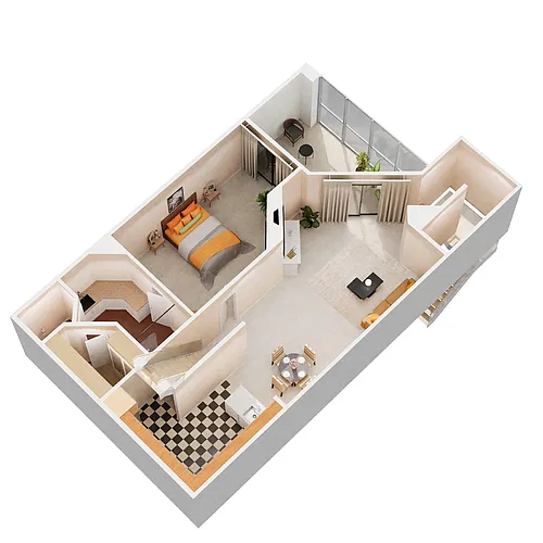 Floor plan B1A - Renovated