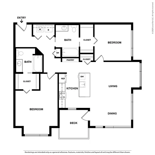 Floor plan Two Bedroom Two Bath - Income Limited