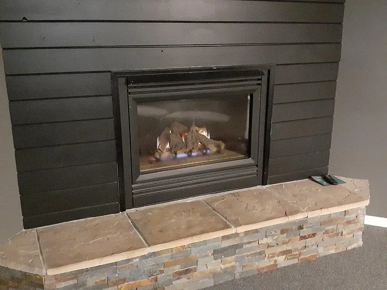 Lower level family room gas fireplace