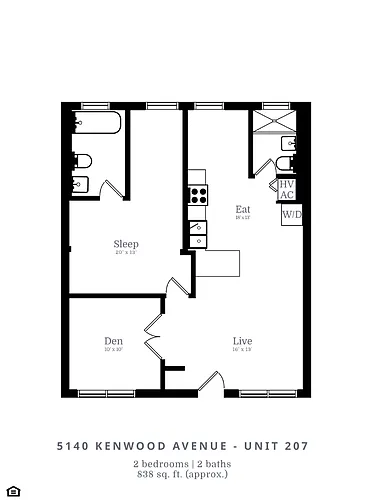 Floor plan 2 Bed | 2 Bath (C1)
