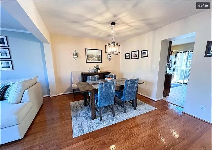 Dining room with furniture (old photo)