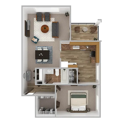 Floor plan 1C-One Bed One Bath