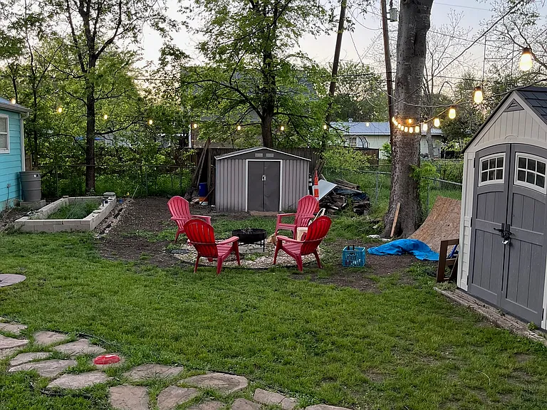 Backyard / firepit and sheds